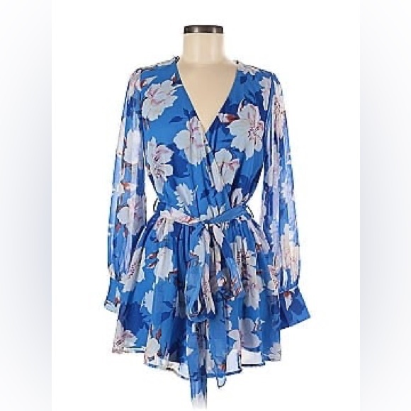 Pink Lily Dresses & Skirts - Pink Lily Romper Floral Blue